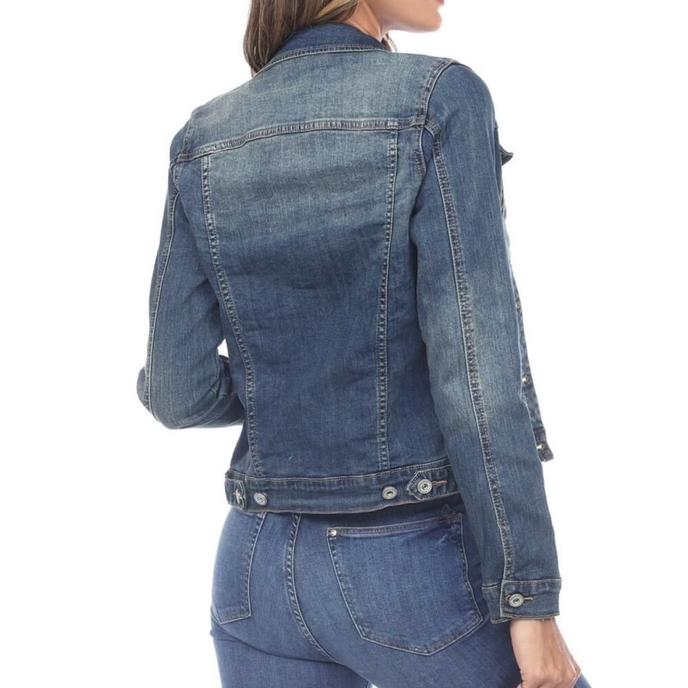 White Mark Women’s Premium Denim Jacket Blue Button Front Trucker Style Size 3XL - Picture 4 of 8